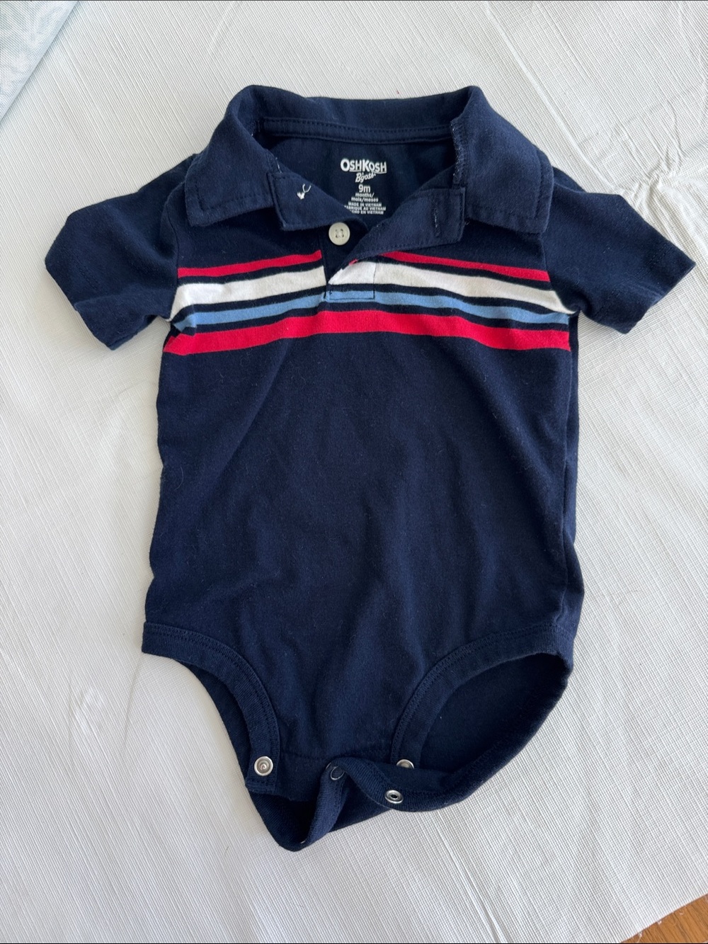 OshKosh Navy Polo One-Piece with Red & White Stripes
